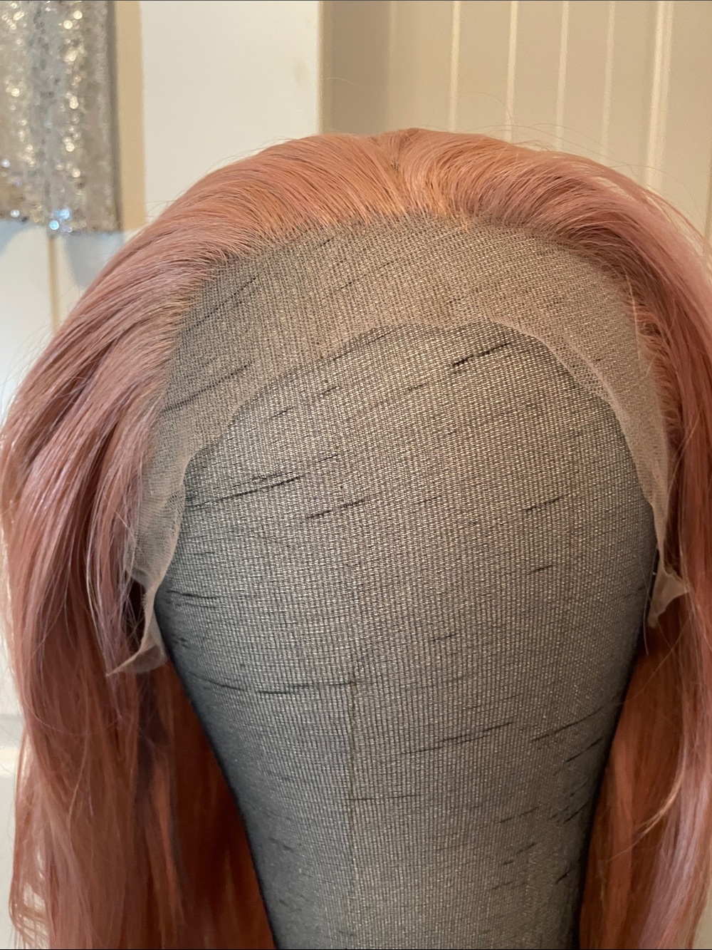 Luxe Rose Pink Gold Blonde Lace Front Wig with Matching Cap - Picture 11 of 15